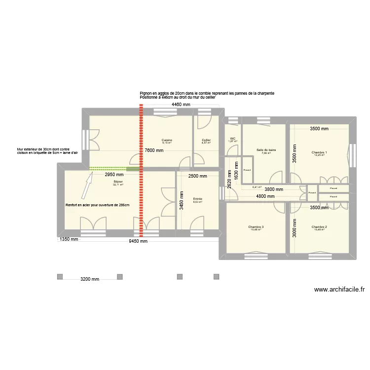 299 Salvate Renfort S&eacute;jour. Plan de 15  et 107 m²