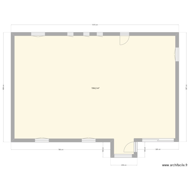 plan initial. Plan de 1 pièce et 104 m2