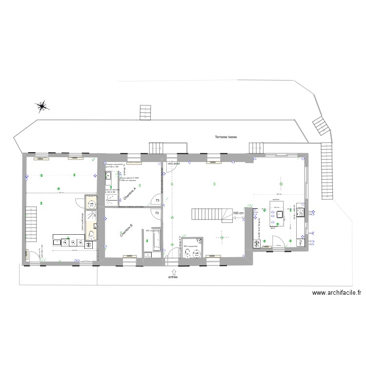 projet aménagement rdc version 4. Plan de 2 pièces et 5 m2