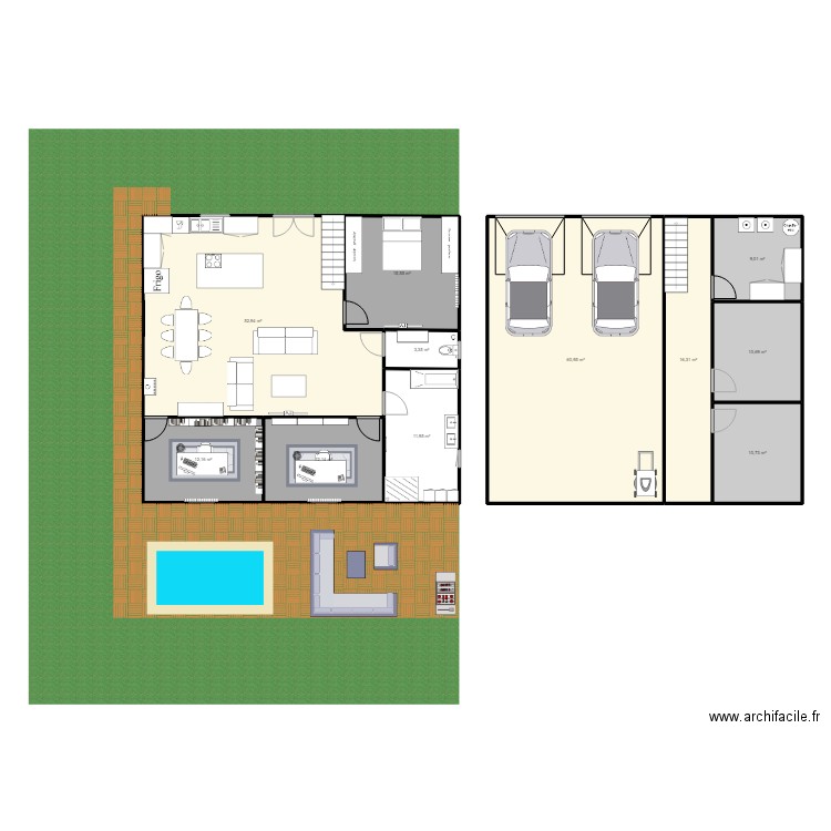 Maison. Plan de 11 pièces et 216 m2