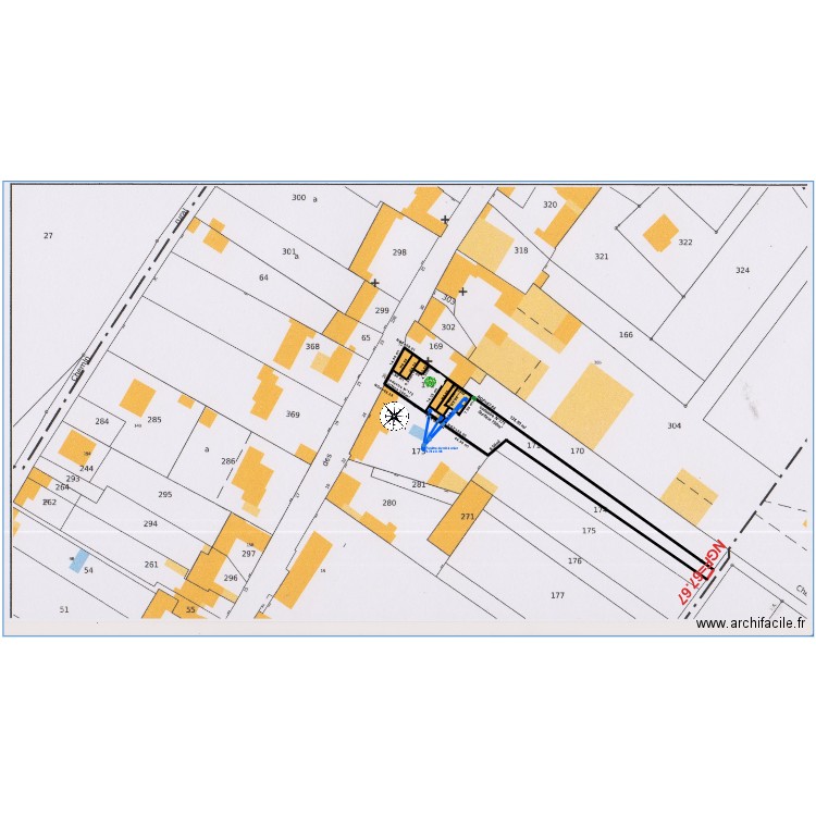 Plan de masse Serbonnes 2 bon. Plan de 4 pièces et 21 m2