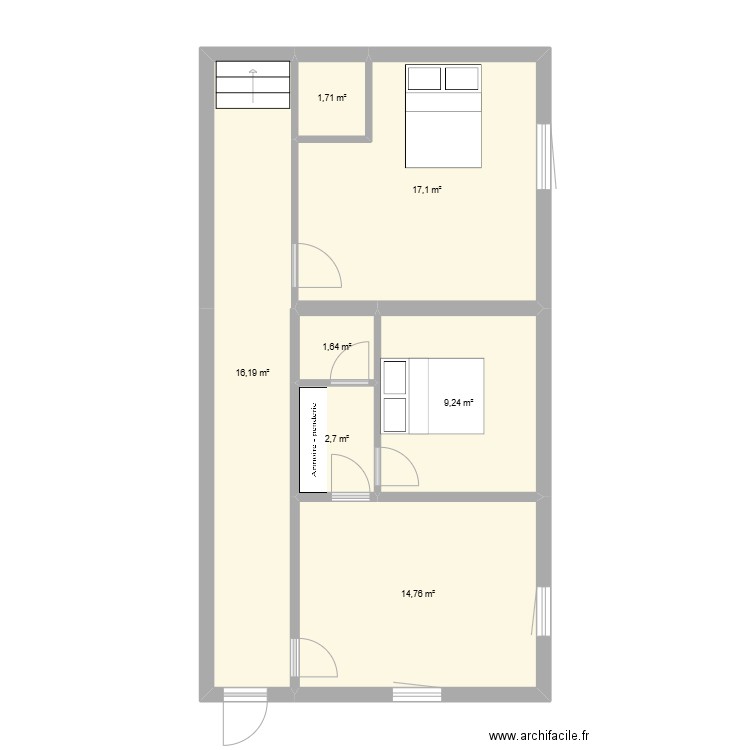 entre appartement disdier. Plan de 7 pièces et 63 m2