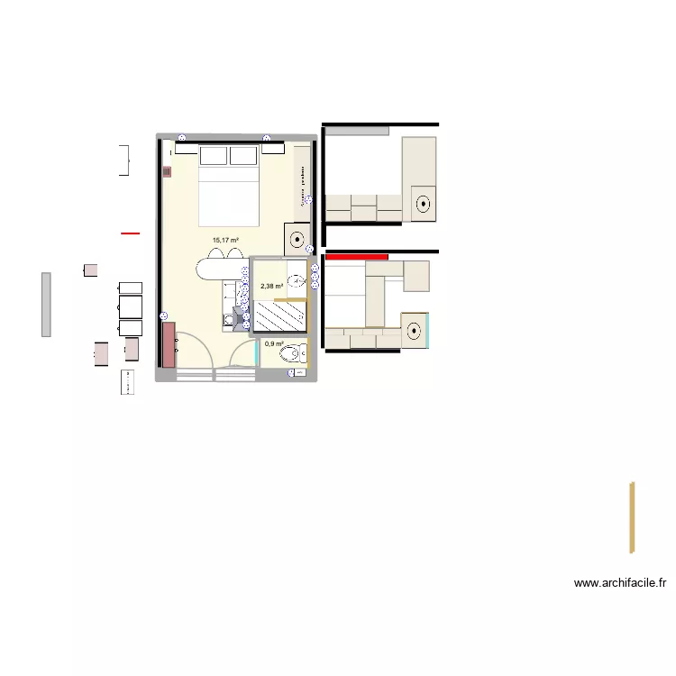 BOUZIGUES V5. Plan de 3  et 18 m²
