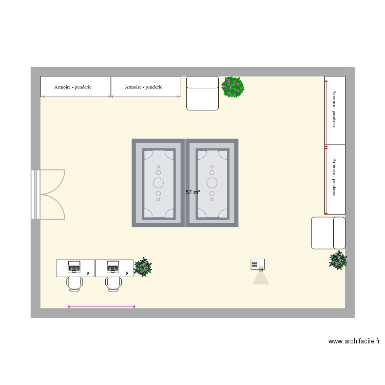 emya. Plan de 1 pièce et 57 m2