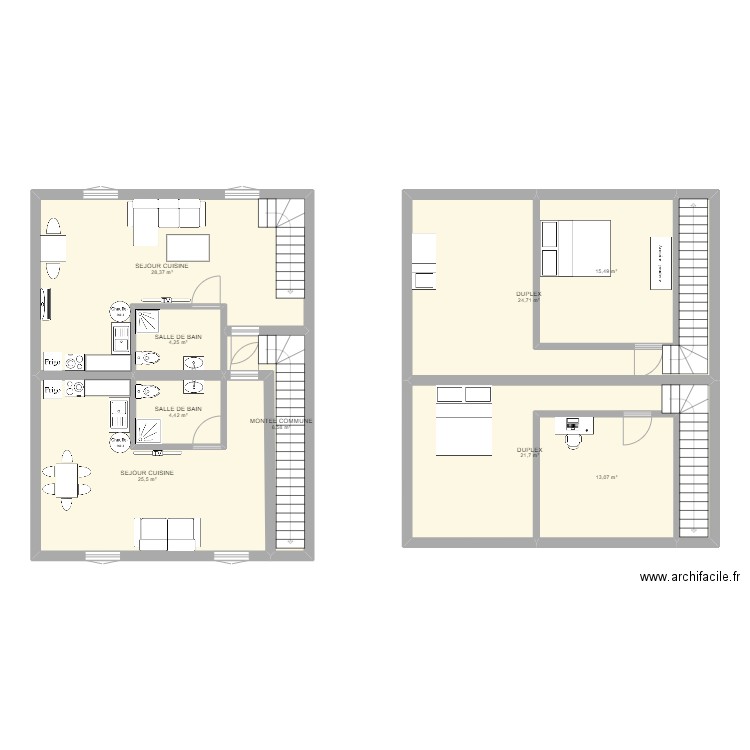 plan appartement CHARVERON. Plan de 9 pièces et 144 m2