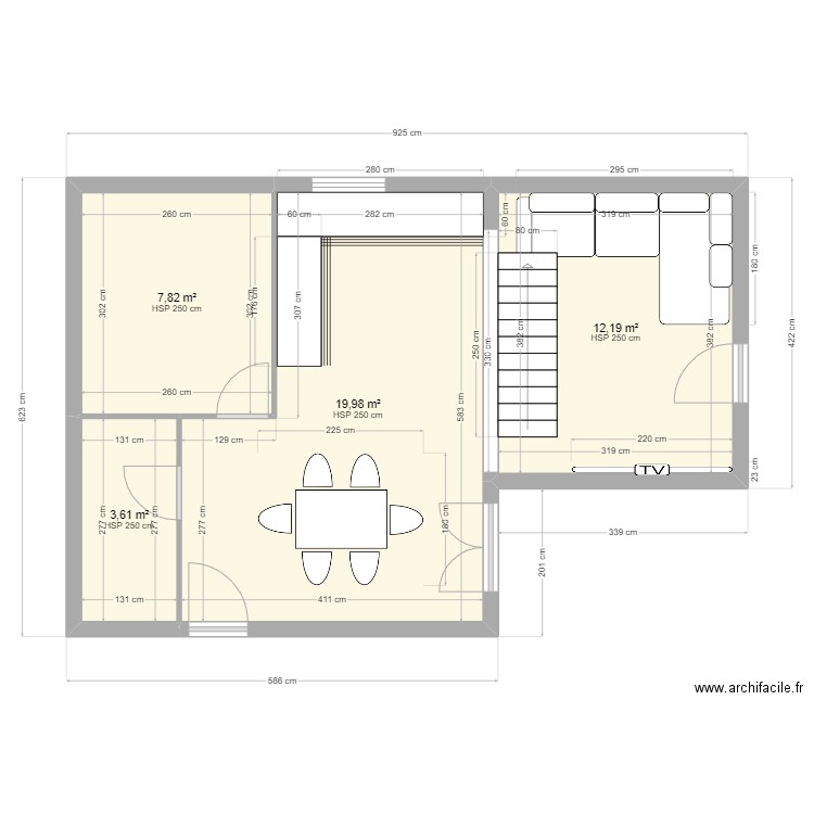 Flo laura ayguade projet 1. Plan de 4 pièces et 44 m2
