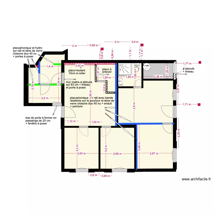 rdc g&icirc;tes ma&ccedil;on. Plan de 
