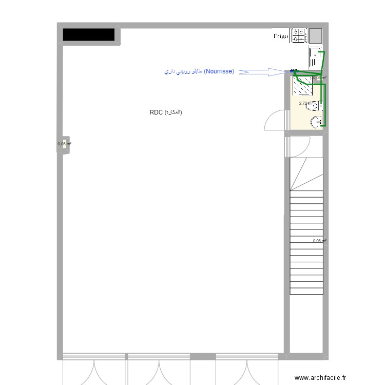 Maison El Houda - RDC (المكازة). Plan de 5 pièces et 4 m2