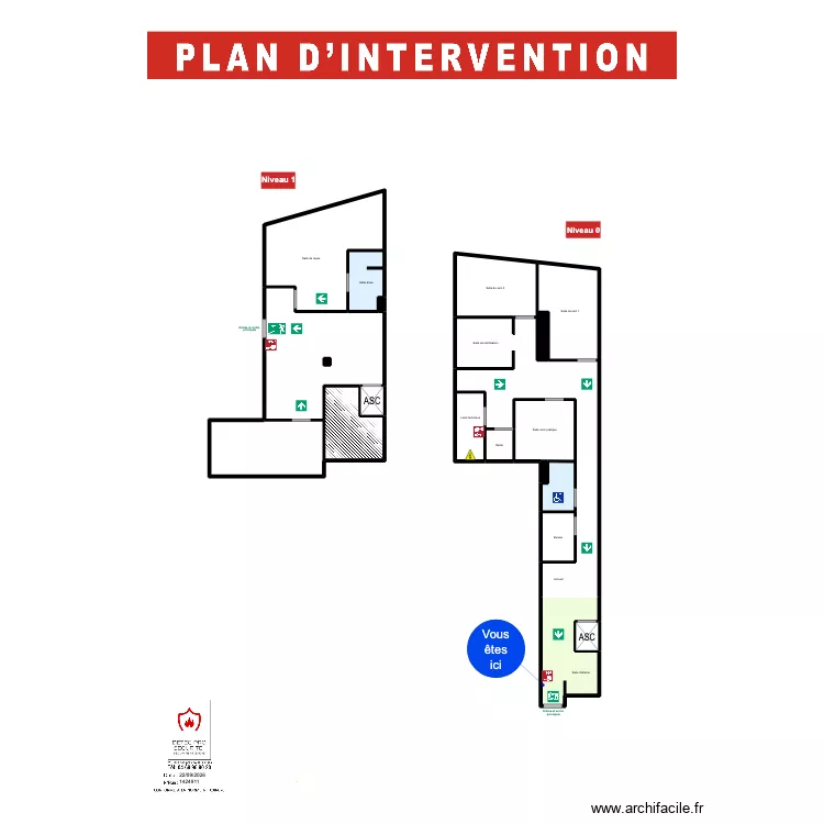 Plan d'&eacute;vacuation1.1 ALMA NIV1. Plan de 20 Pièces et 211 m²