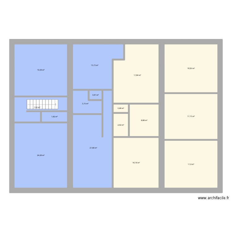 Immeuble Gizard er. Plan de 16 pièces et 190 m2
