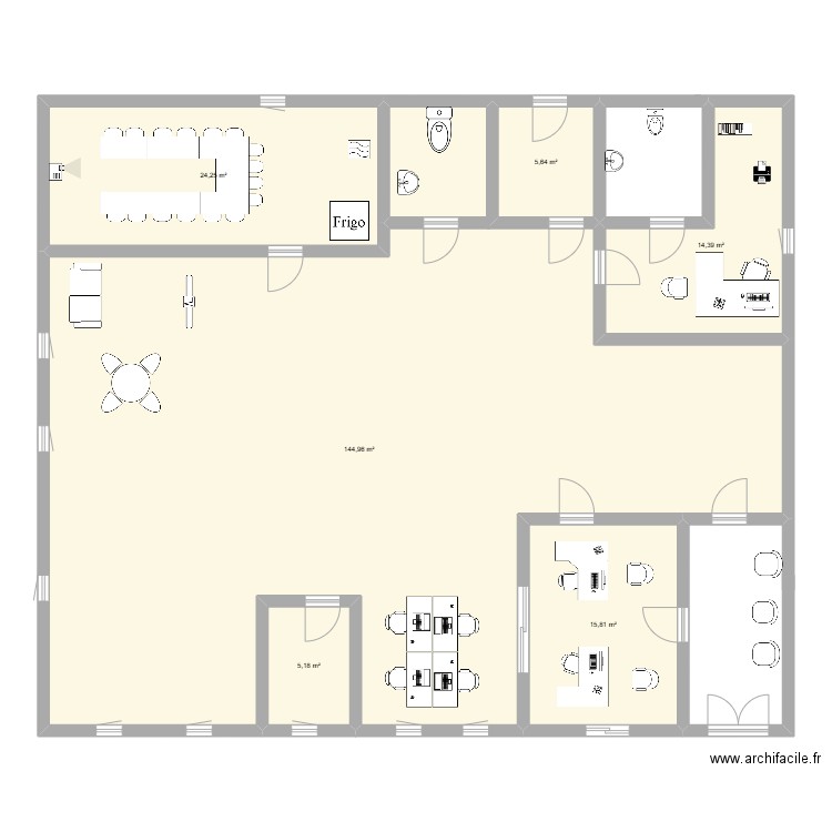 plan test. Plan de 6 pièces et 210 m2
