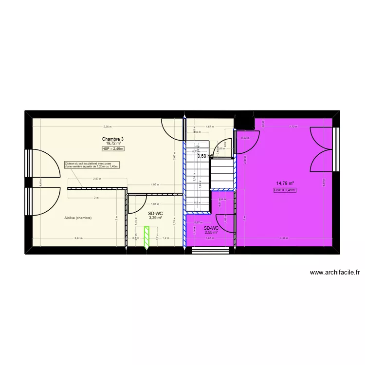 P2.2 PLAN ETAGE 2 CLOISONS MODIFIEES - PROJET SONNEVILLE. Plan de 0 pièce et 0 m2