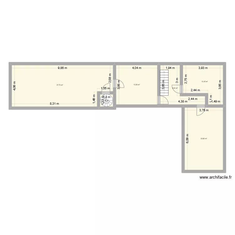 etage_haubourdin. Plan de 6  et 100 m²