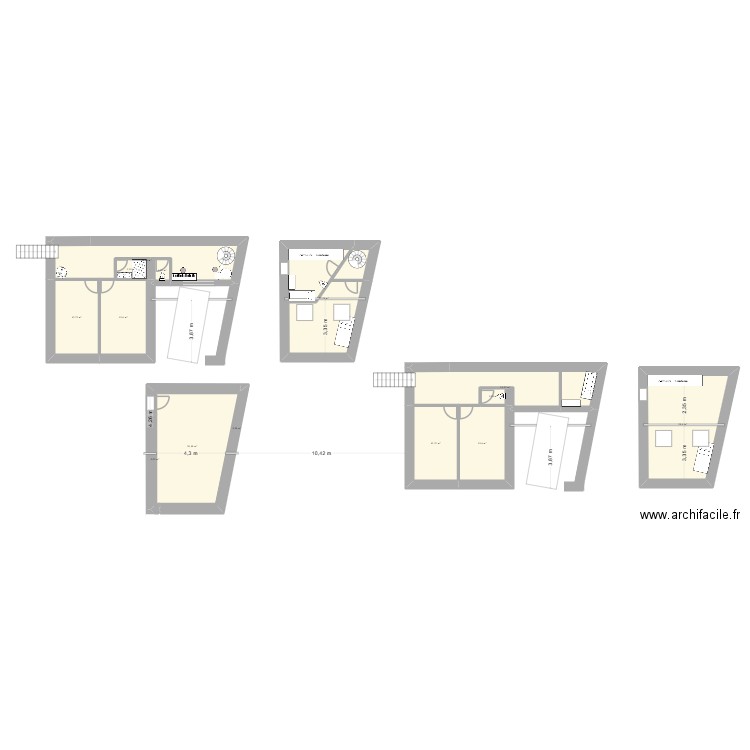 Bully. Plan de 14 pièces et 185 m2