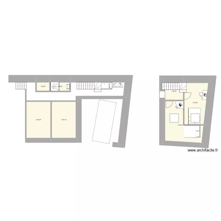 Bully. Plan de 7  et 58 m²