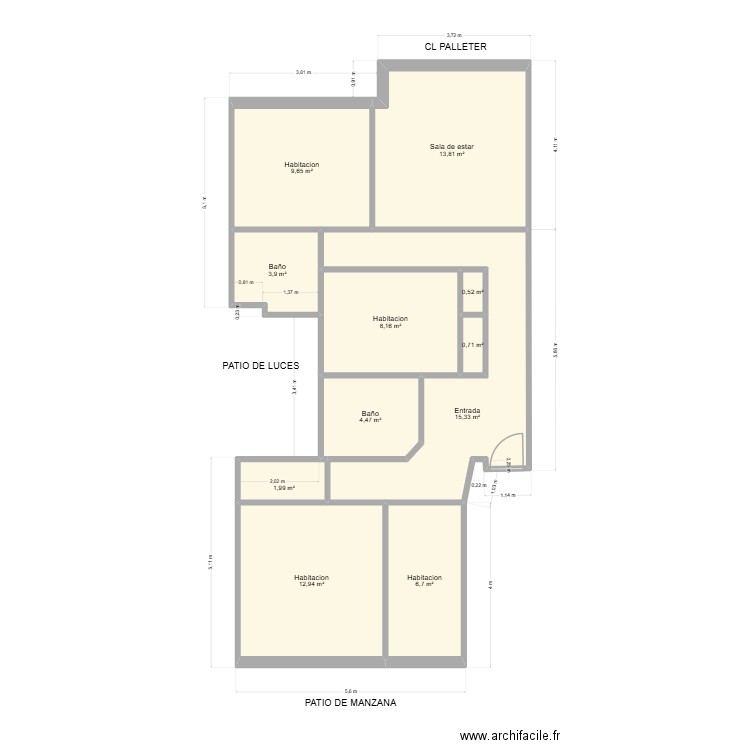 PALLETER 33-6. Plan de 11 pièces et 78 m2