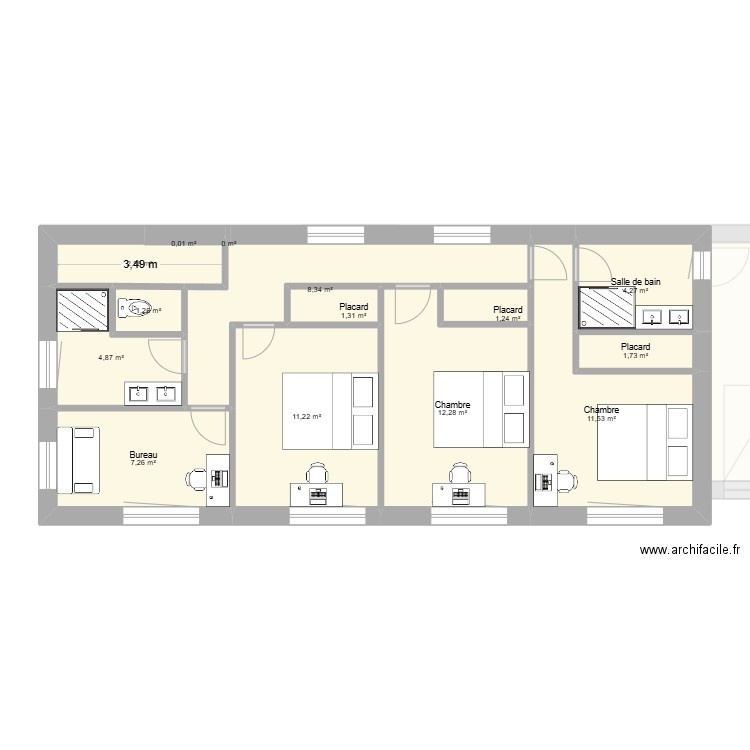 SXS. Plan de 19 pièces et 155 m2