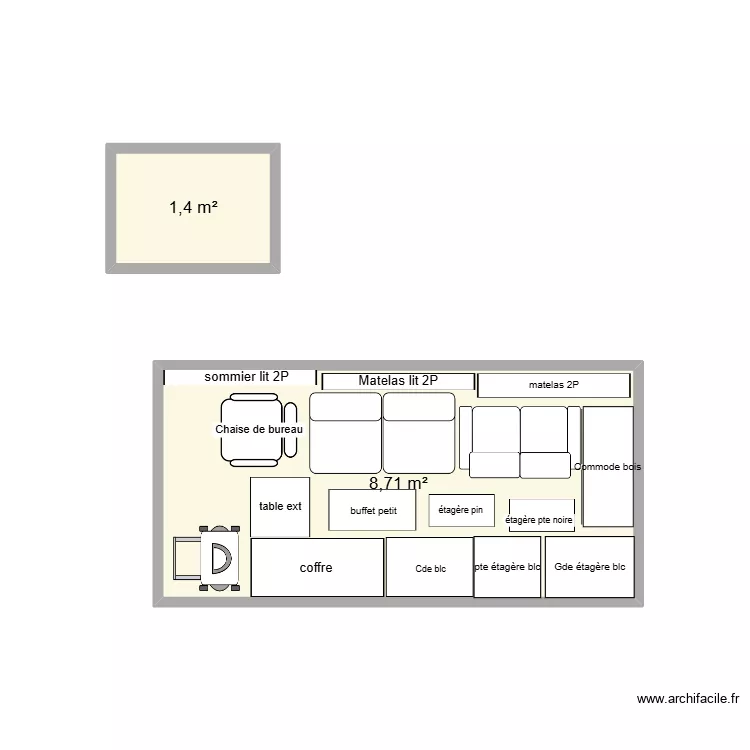 camion 2. Plan de 2  et 10 m²