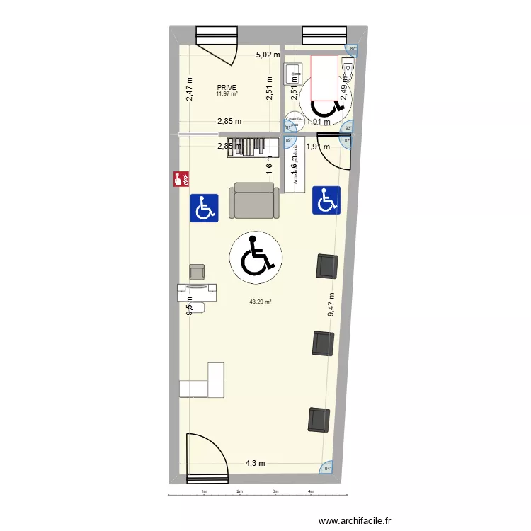 plan 8 cours bosquet, 64000 Pau. Plan de 2  et 55 m²