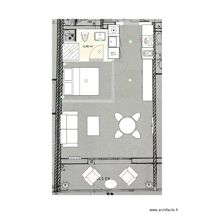 EG ELEC LIGHT. Plan de 1 pièce et 2 m2