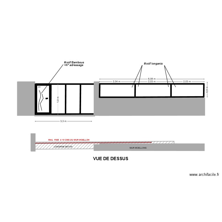Configuration cloture portail 2. Plan de 2 pièces et 3 m2