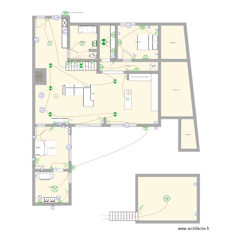 art'yss cenon. Plan de 12 pièces et 163 m2