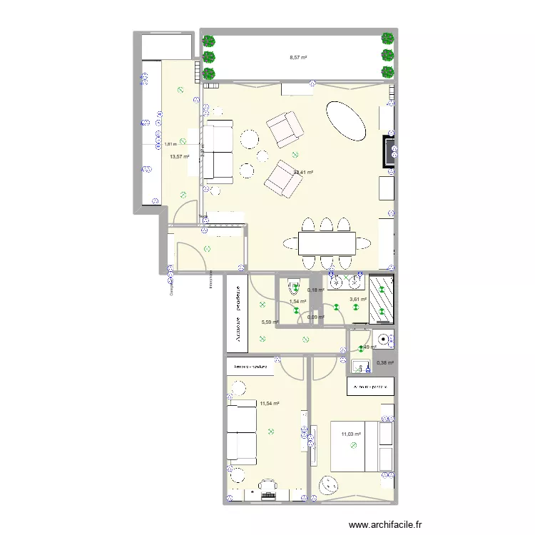 lavoisier 14. Plan de 12  et 91 m²