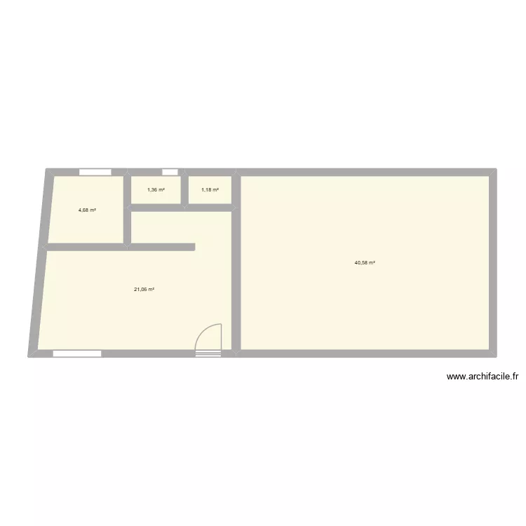 Plan RDC. Plan de 5  et 69 m²
