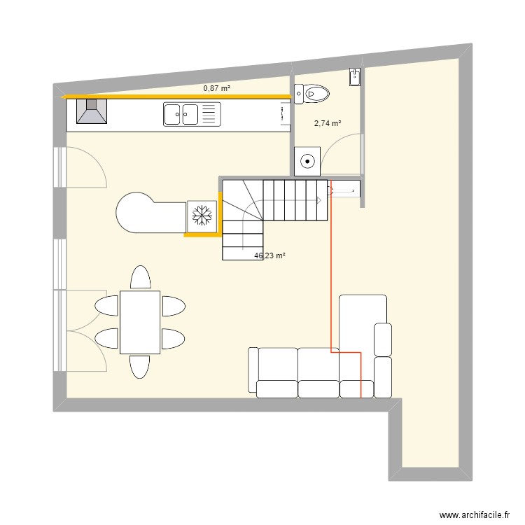 ANDREU rev 5. Plan de 3 pièces et 50 m2