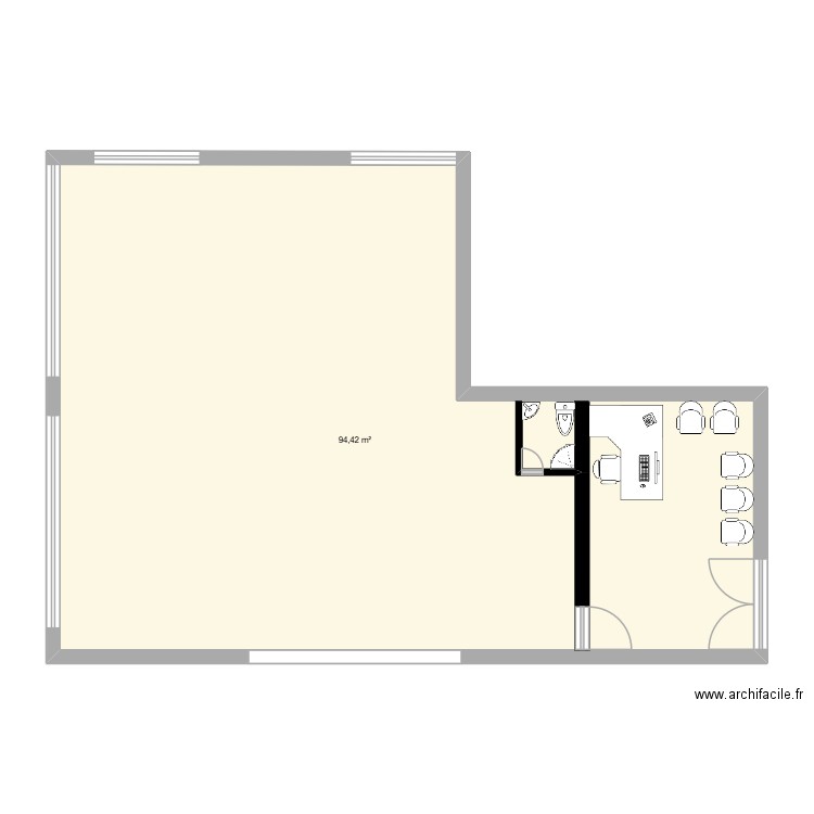 chef d'oeuvre. Plan de 1 pièce et 94 m2