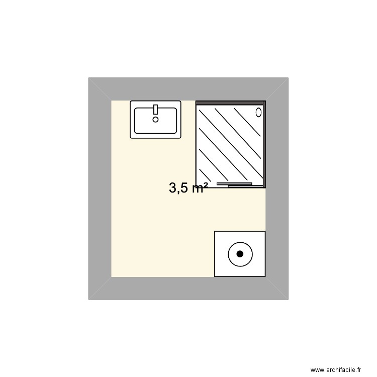 SDB. Plan de 1 pièce et 4 m2