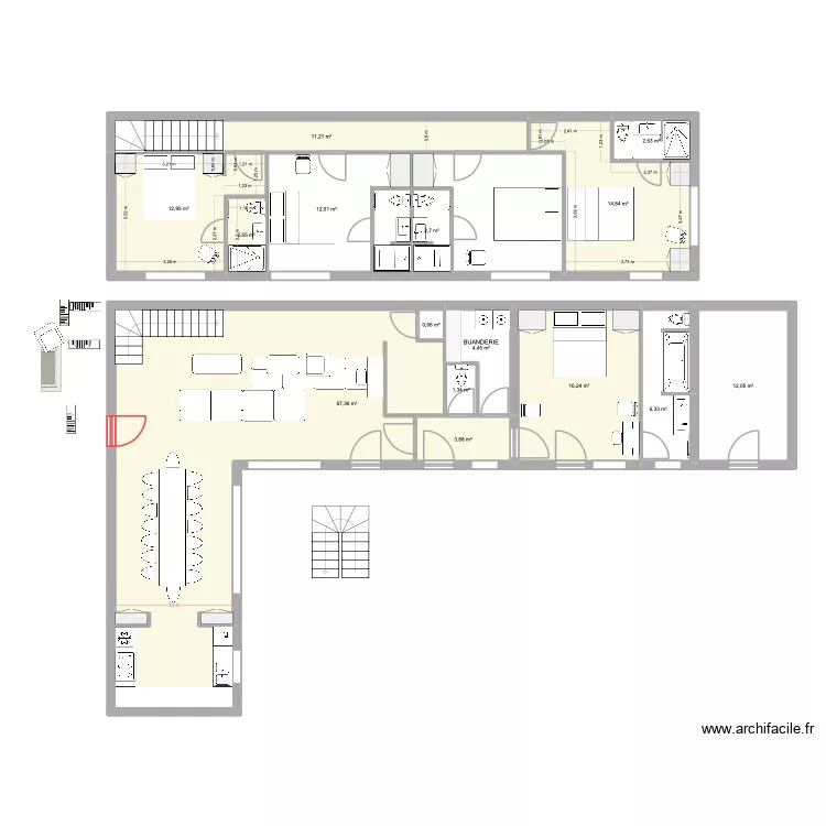 37 PIERRE HENRY (2). Plan de 15  et 171 m²