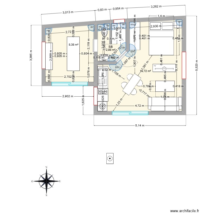 Bungalow 40m2 anabelle. Plan de 3 pièces et 31 m2
