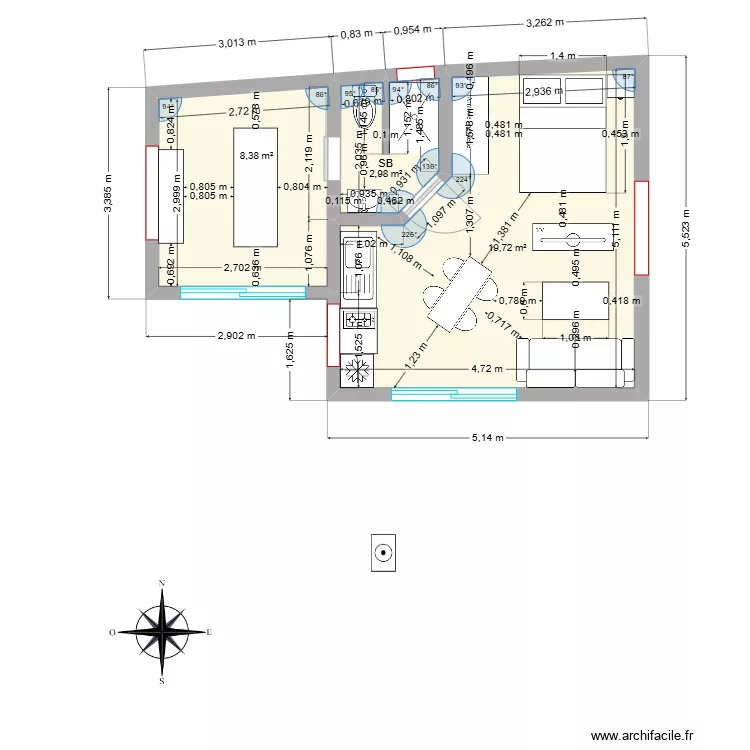 Bungalow 40m2 anabelle. Plan de 