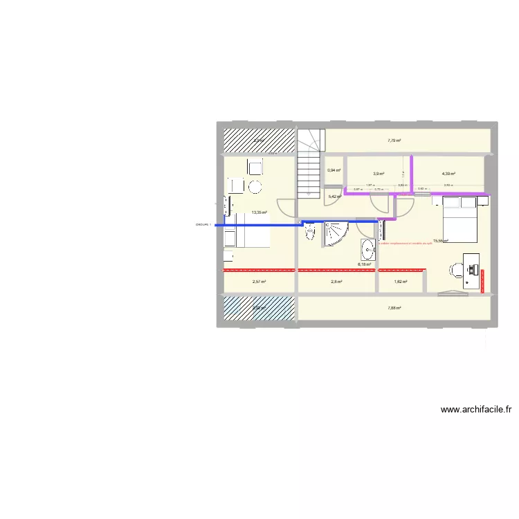 Plan 2601. Plan de 33  et 242 m²