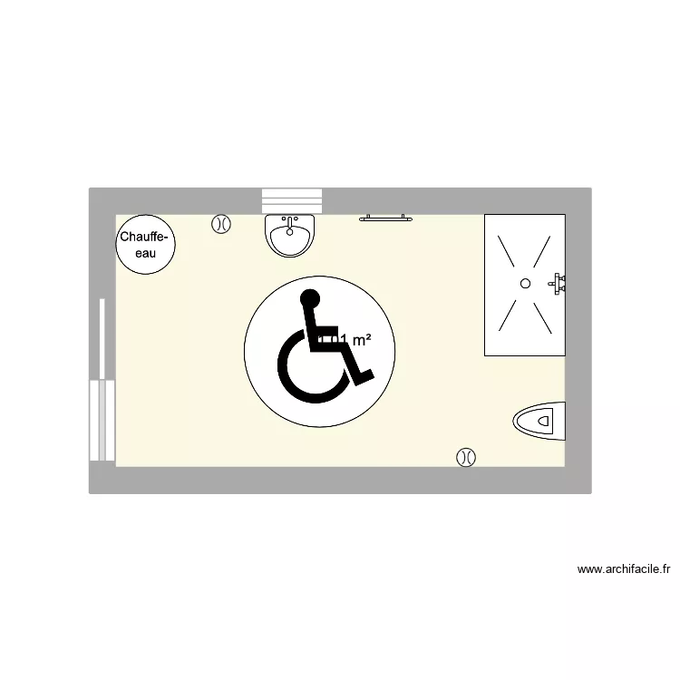handicap. Plan de 1  et 11 m²