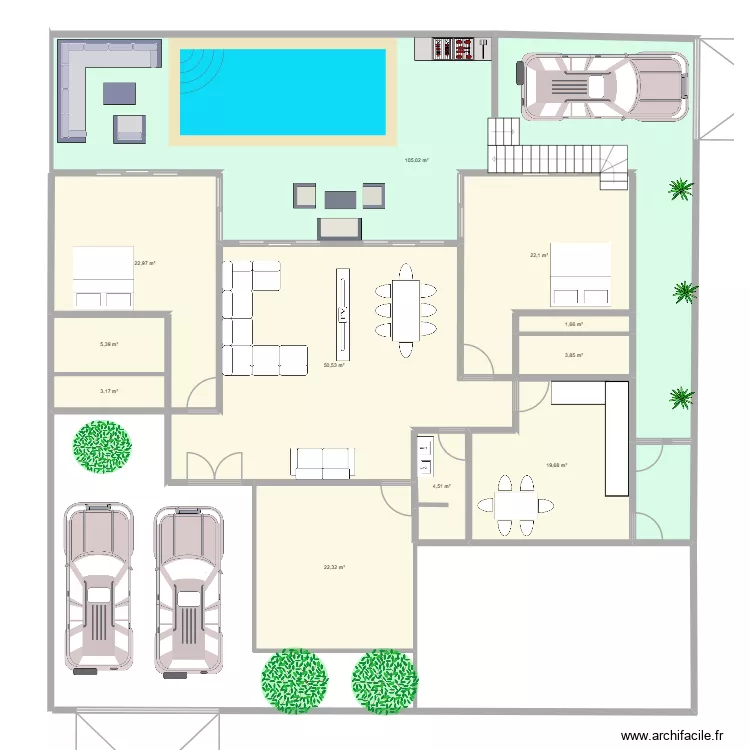 ben. Plan de 11  et 261 m²