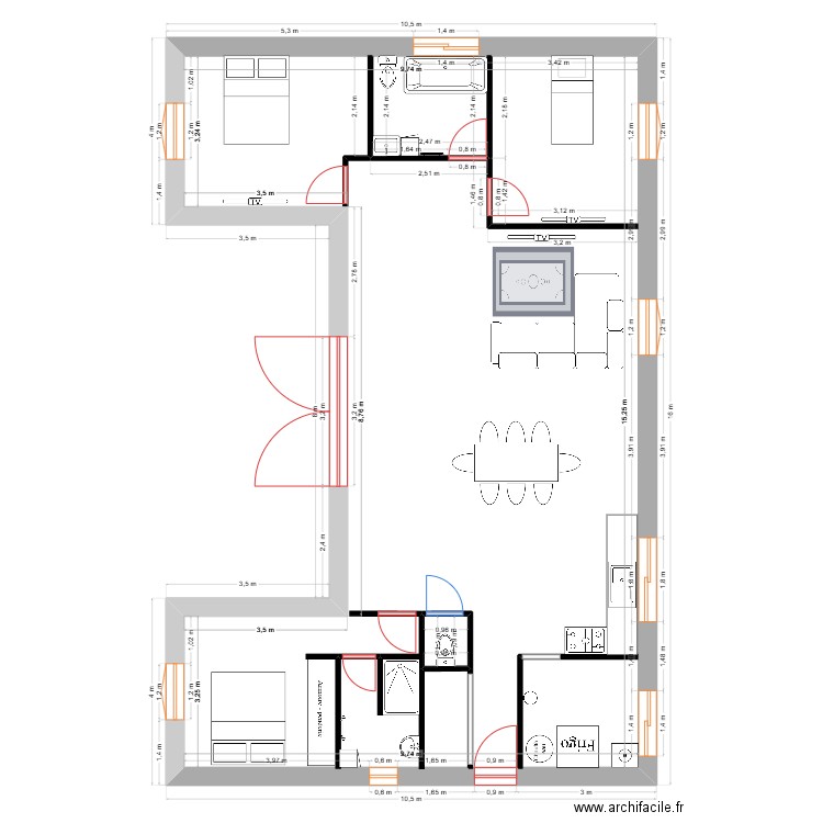 st gilles modif. Plan de 2 pièces et 119 m2