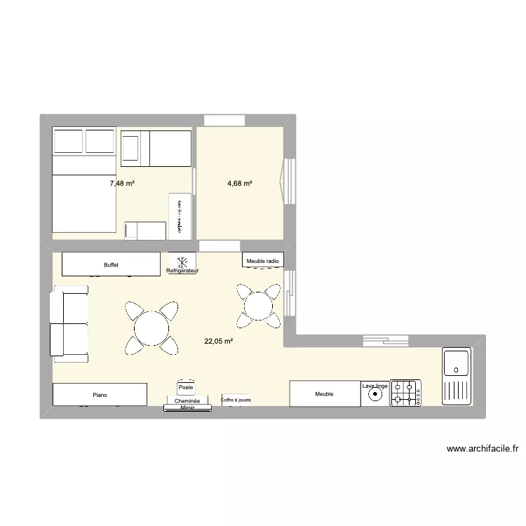 1953-1963. Plan de 3  et 34 m²