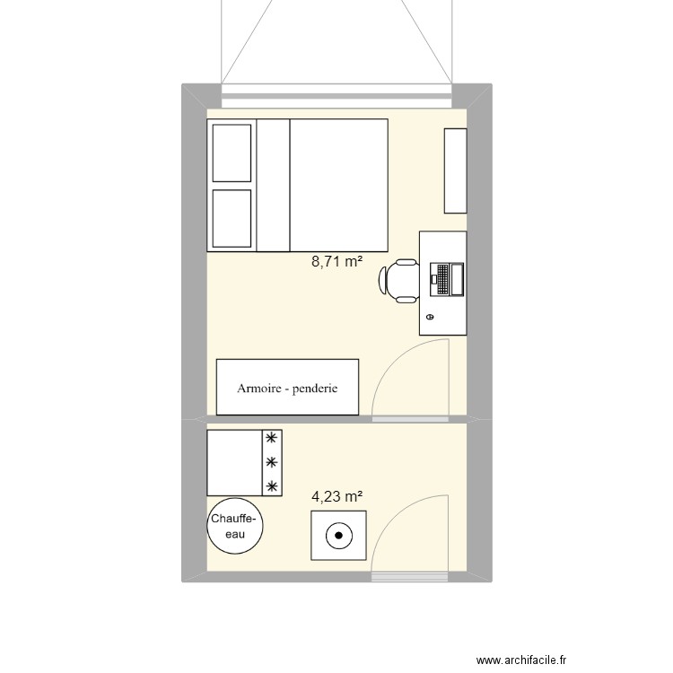 Garage. Plan de 2 pièces et 13 m2