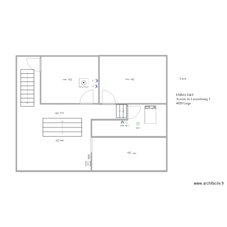 cave av luxembourg 355. Plan de 5 pièces et 60 m2