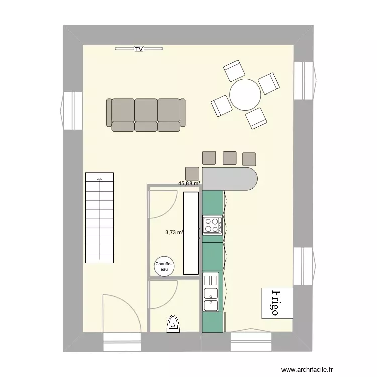 theze immeuble. Plan de 2 Pièces et 50 m² theze immeuble. Plan de 2 Pièces et 50 m²