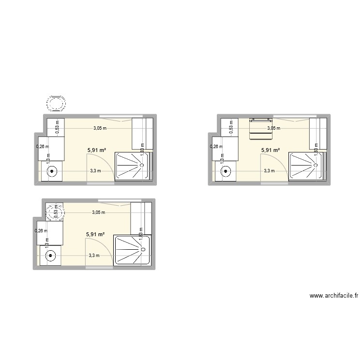 appart maison alfort 03 sdb02. Plan de 3 pièces et 18 m2