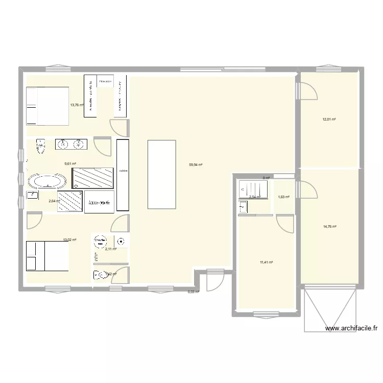 maison3. Plan de 14  et 145 m²