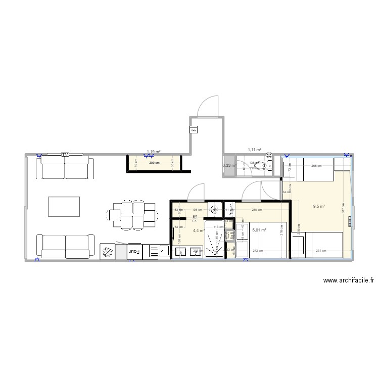 La Toussuire new. Plan de 7 pièces et 22 m2