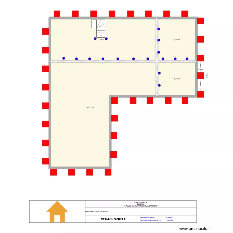 JANNETTA PLAN A FINIR. Plan de 4  et 134 m²