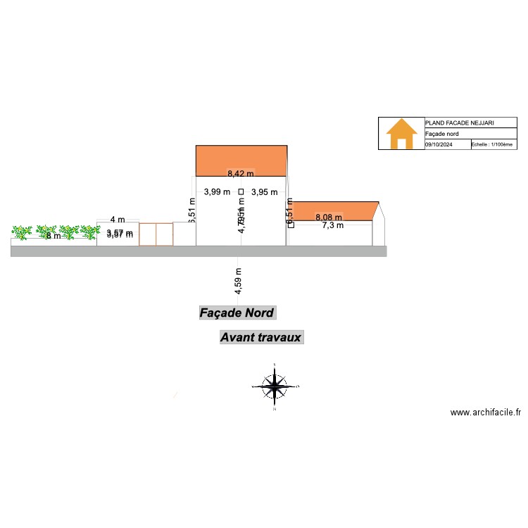 façade nord . Plan de 0 pièce et 0 m2