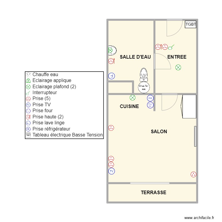 BUO - PLAN ELEC. Plan de 5 pièces et 40 m2