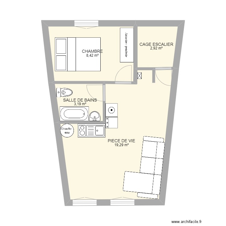 LILLE IENA. Plan de 4 pièces et 34 m2