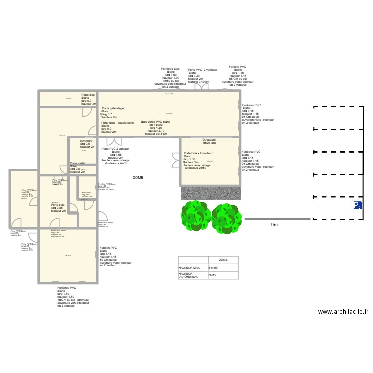 BAR REST LICORNE parking. Plan de 10 pièces et 218 m2